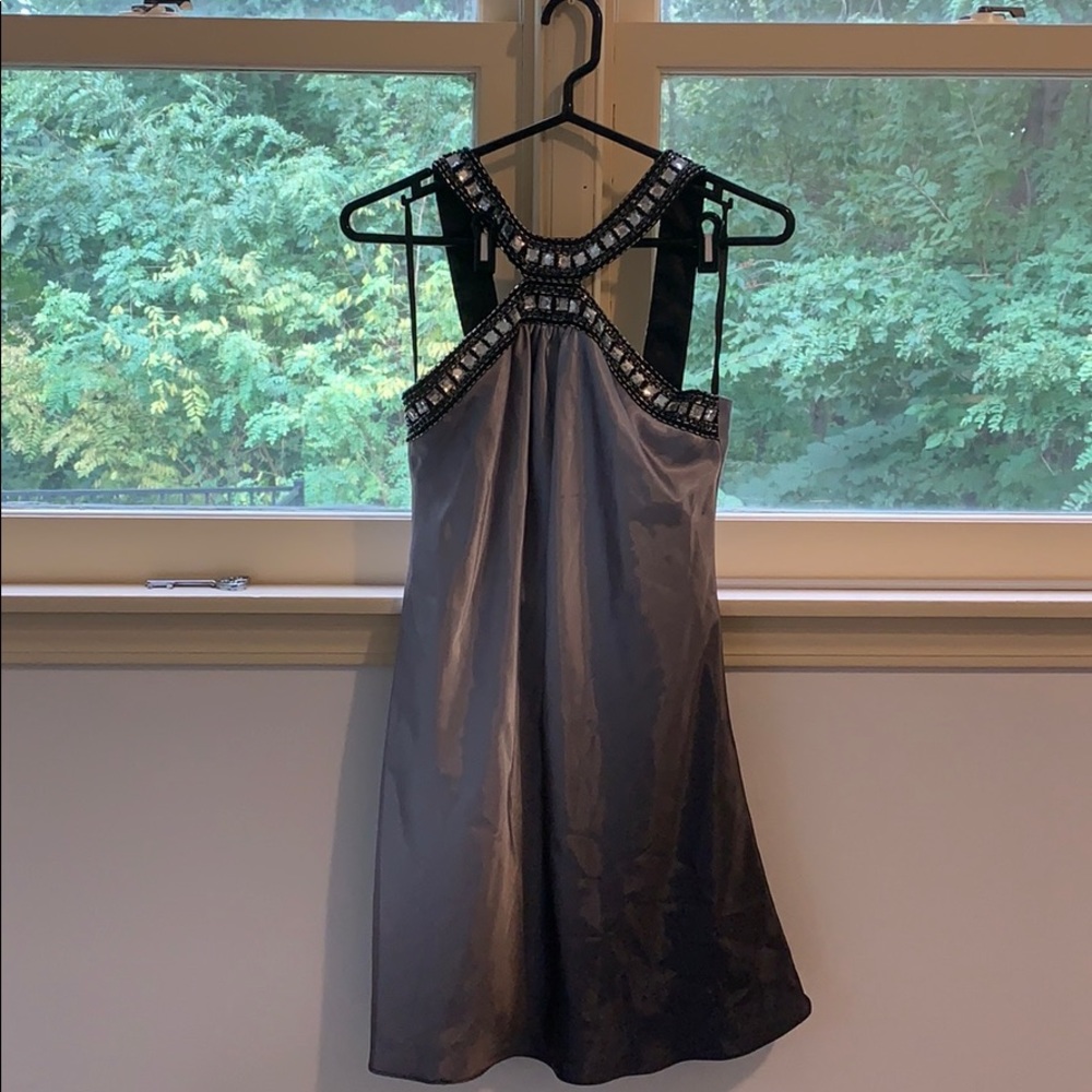 Jeweled halter silver ombré dress.